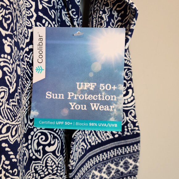 Coolibar St Lucia Tunic Top Blue Paisley Shirt Coverup Womens Extra Small NWT - Picture 3 of 8